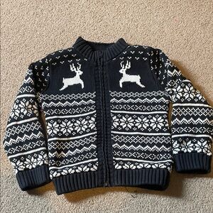 Gymboree Black and White Reindeer Knit Jacket